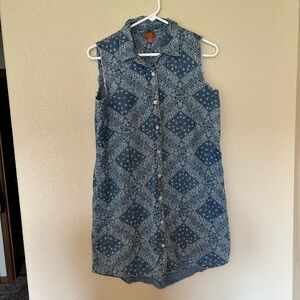 Scully Western Chambray Paisley Patterned Sleeveless Dress